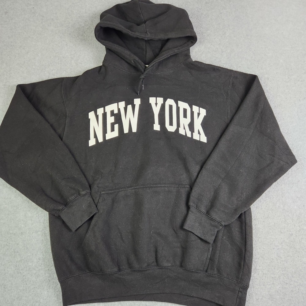 Secret Island Hoodie Mens S Black New York Graphic Fleece Lined Comfort Stretch